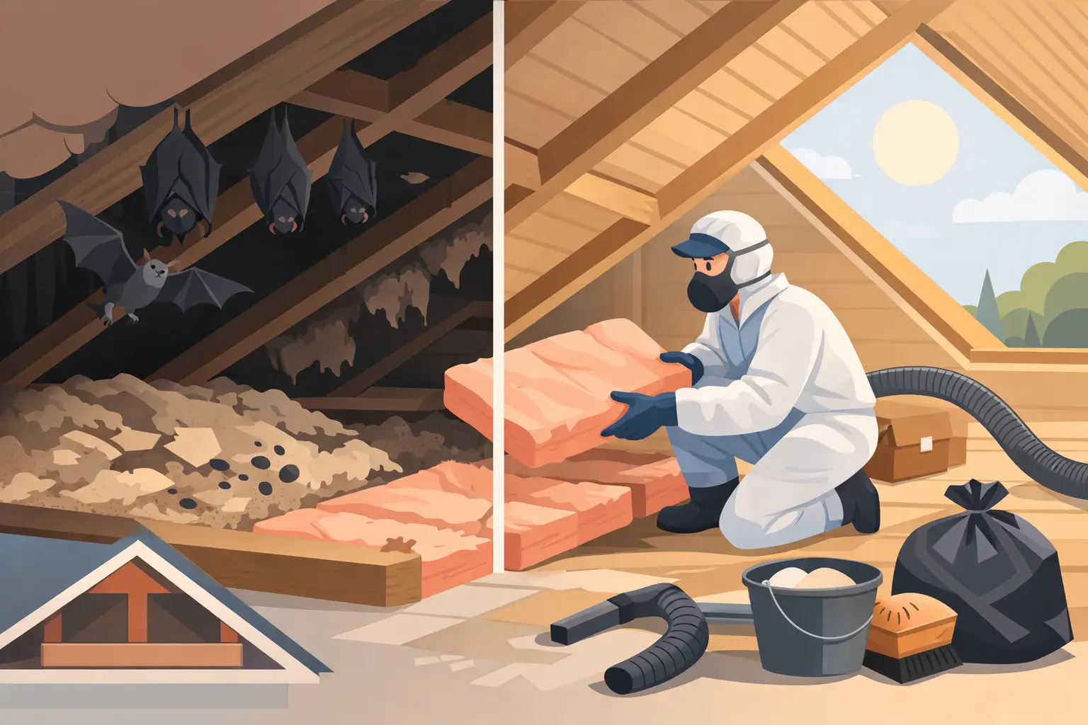 Attic Restoration After a Bat Infestation